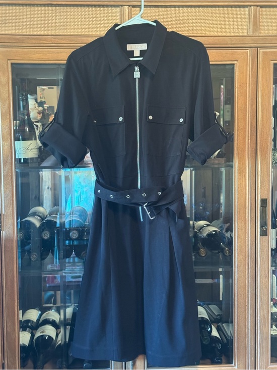 Michael Kors Dresses & Skirts - Michael Kors Black Zip-Front Shirt Dress with Belt